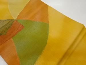 手織り紬幾何学模様織出し名古屋帯